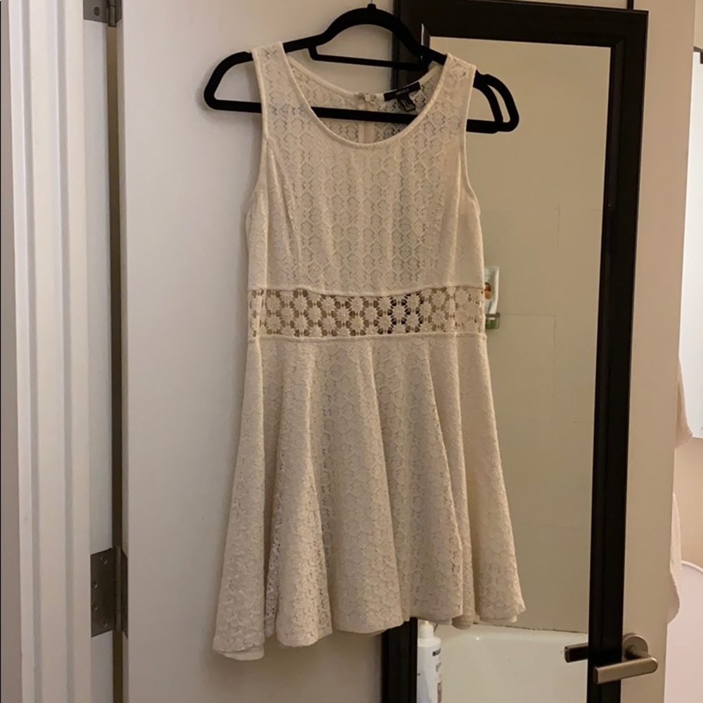 Cream floral dress with cutout
